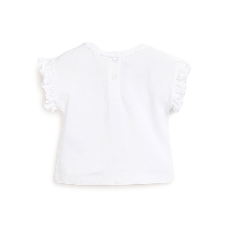 Girls White Printed Short Sleeve T-Shirt image number null